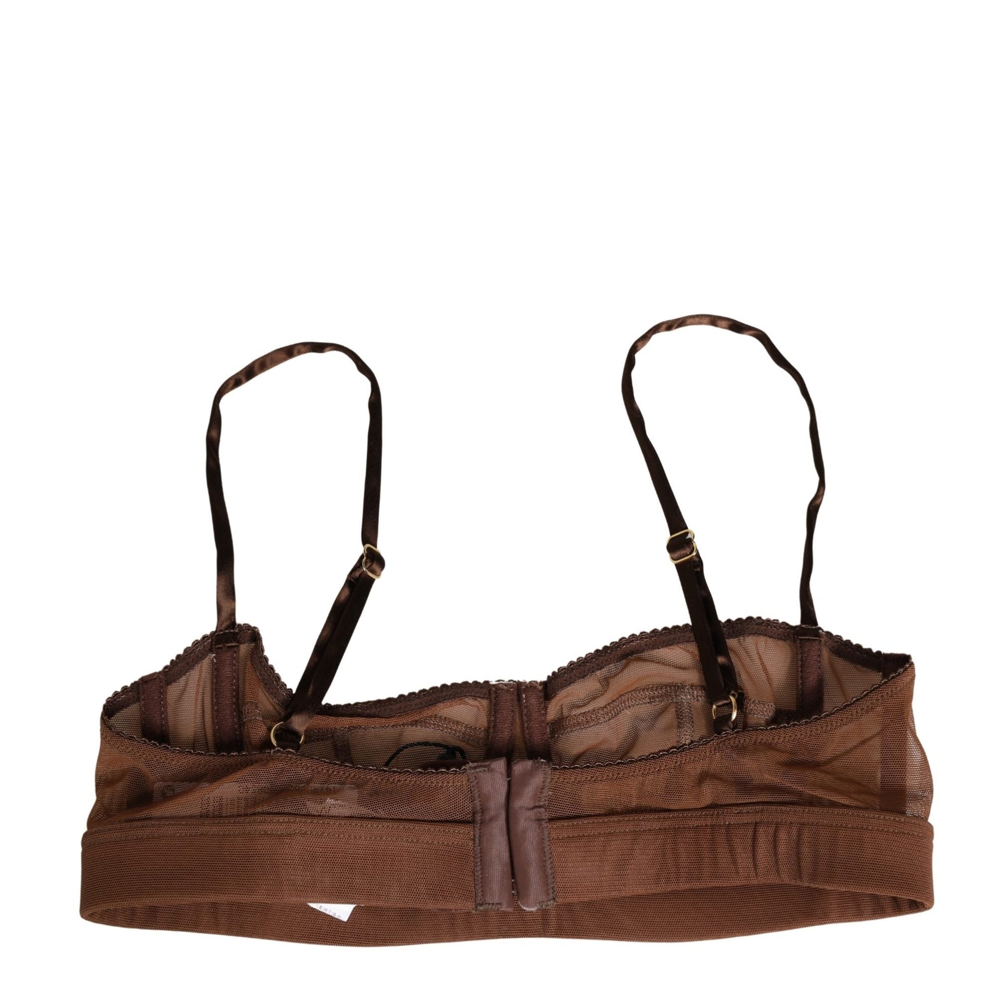Dolce & Gabbana Brown DG Logo Nylon Mesh Balconette Bra Underwear Dolce & Gabbana