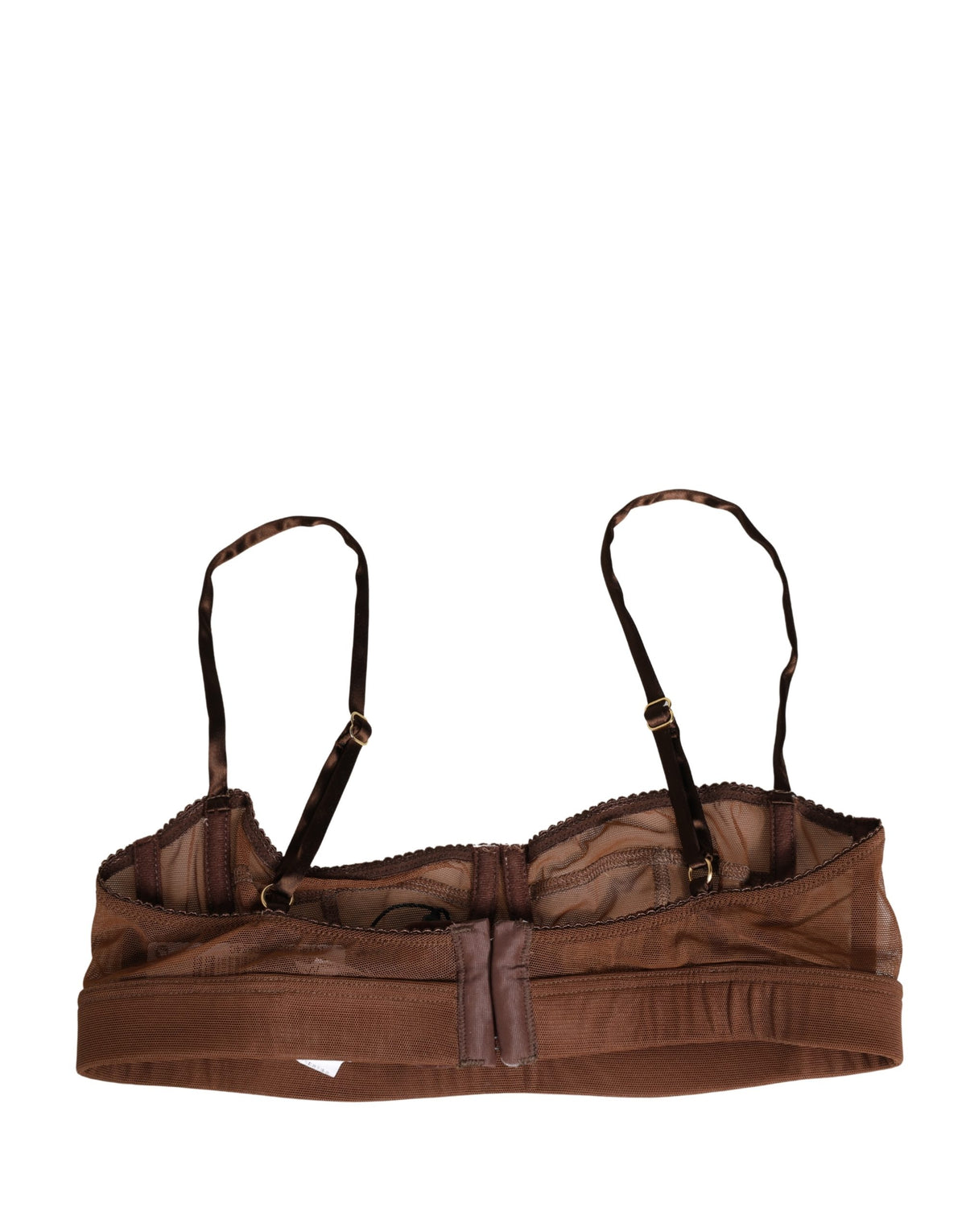 Dolce & Gabbana Brown DG Logo Nylon Mesh Balconette Bra Underwear - Eljoys Fashion 