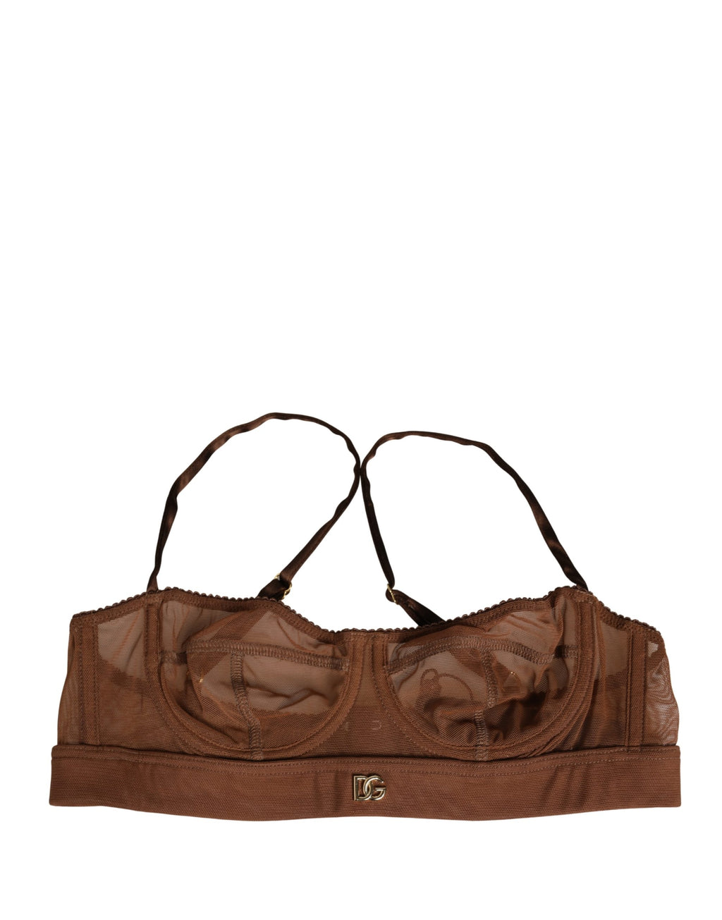 Dolce & Gabbana Brown DG Logo Nylon Mesh Balconette Bra Underwear - Eljoys Fashion 