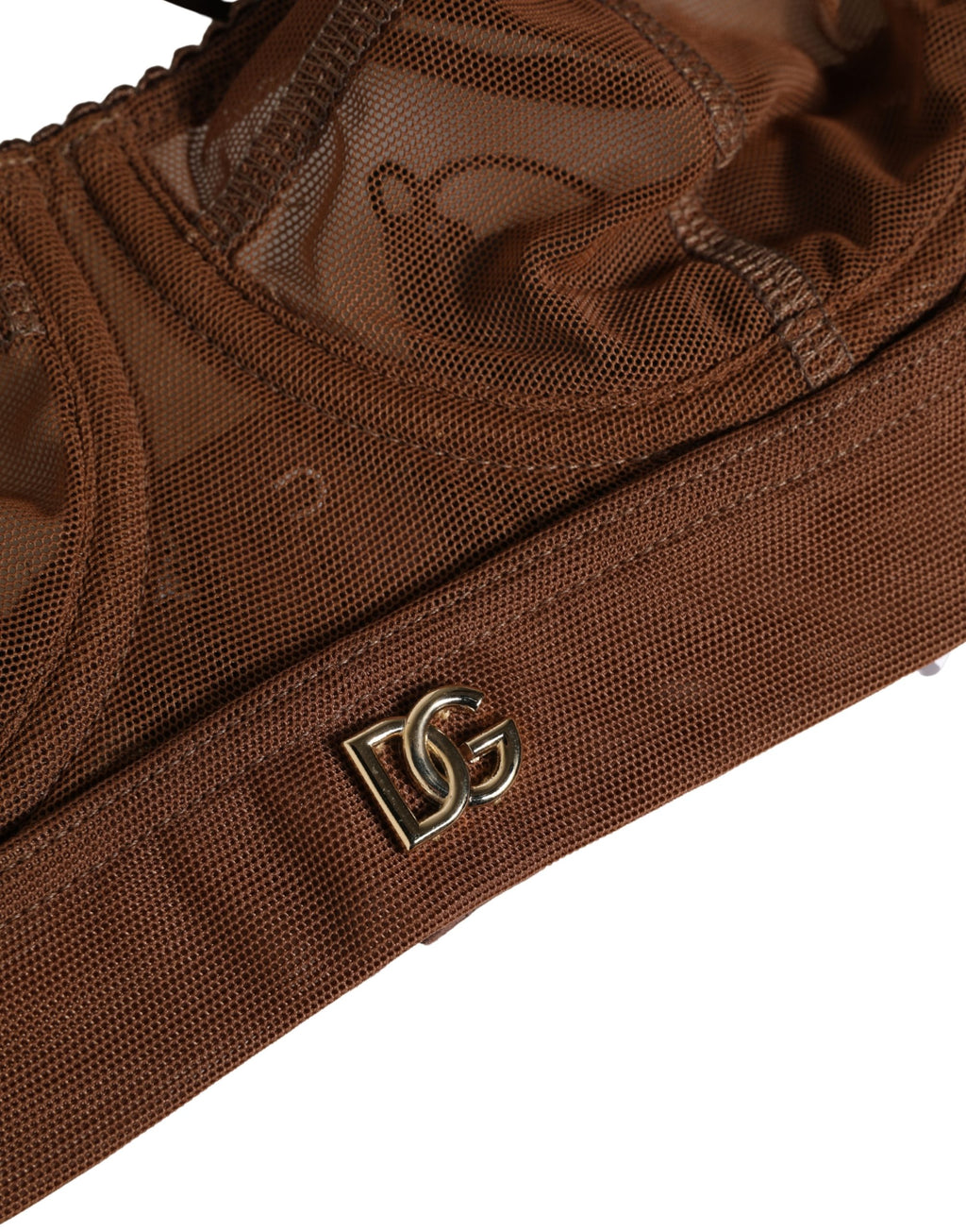 Dolce & Gabbana Brown DG Logo Nylon Mesh Balconette Bra Underwear - Eljoys Fashion 