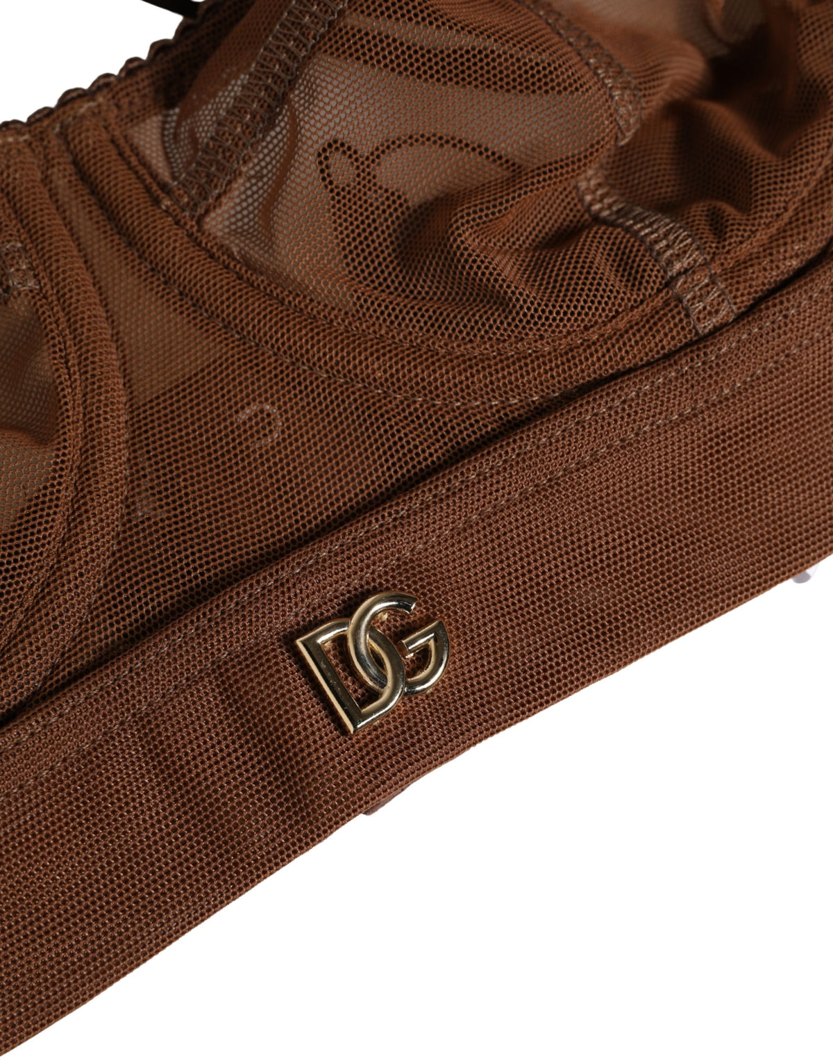 Dolce & Gabbana Brown DG Logo Nylon Mesh Balconette Bra Underwear - Eljoys Fashion 