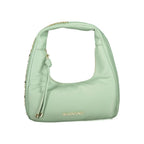 Mario Valentino Verde polyurethane women's bag with sleek design and gold-tone hardware, front pocket, and adjustable strap.