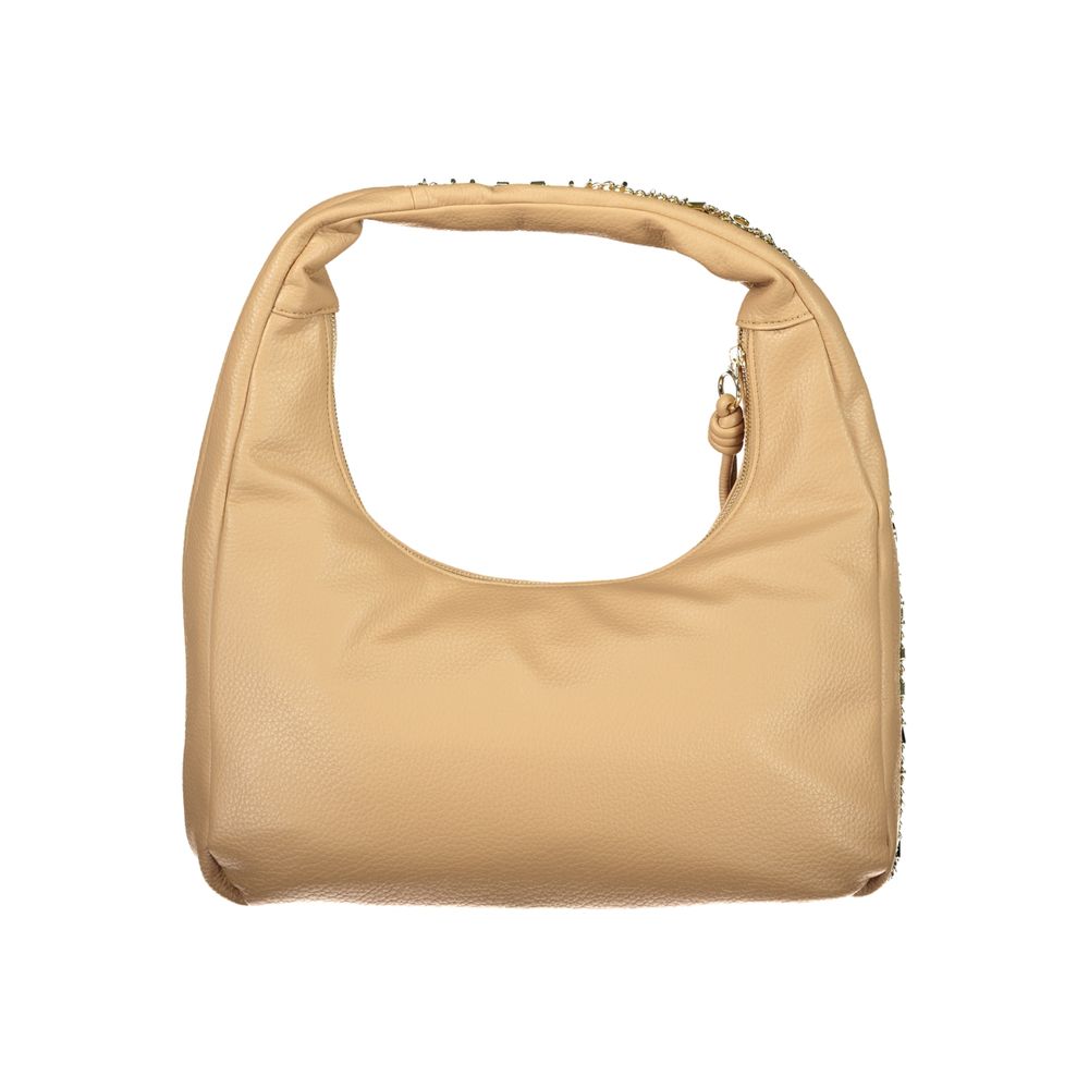 Mario Valentino beige polyurethane women's bag with structured design and top handle, stylish and versatile accessory.