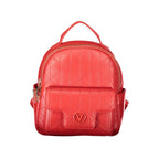 Mario Valentino Rosso polyurethane women's backpack with external pockets, featuring a stylish and functional design.