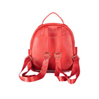Mario Valentino Rosso polyurethane women's backpack with external pockets, stylish and functional accessory for everyday use.