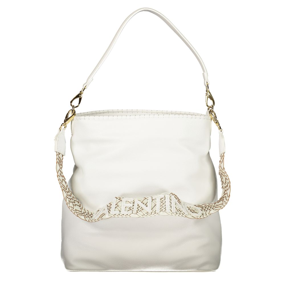 Mario Valentino Donna Bianco Poliuretano bag with sleek design and silver hardware, featuring a stylish and modern look.