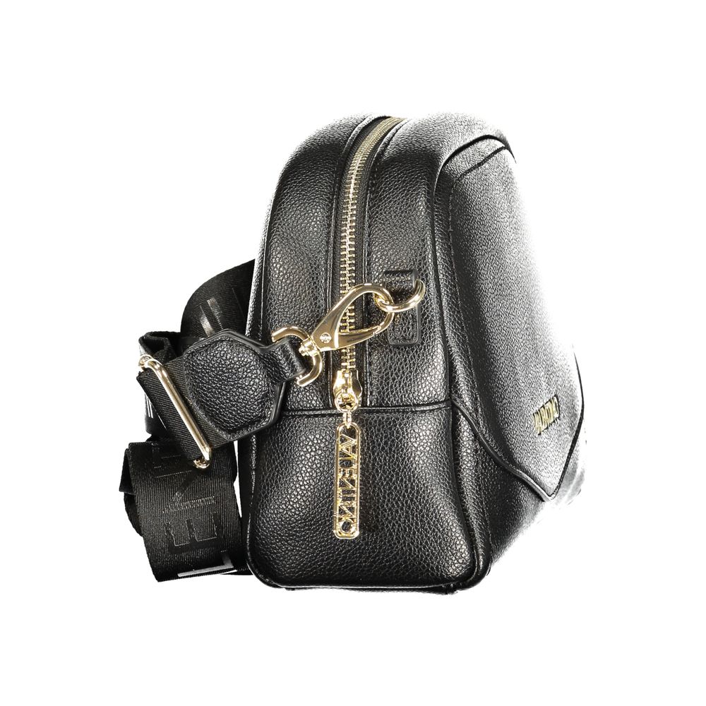 Mario Valentino Nero polyurethane women's bag with sleek design and top handle, featuring subtle branding and versatile style.
