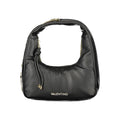 Mario Valentino black polyurethane women's bag with sleek design and gold-tone hardware, featuring a top handle and spacious interior.