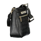 Mario Valentino Nero polyurethane women's bag with sleek design and top handle, featuring silver hardware accents.