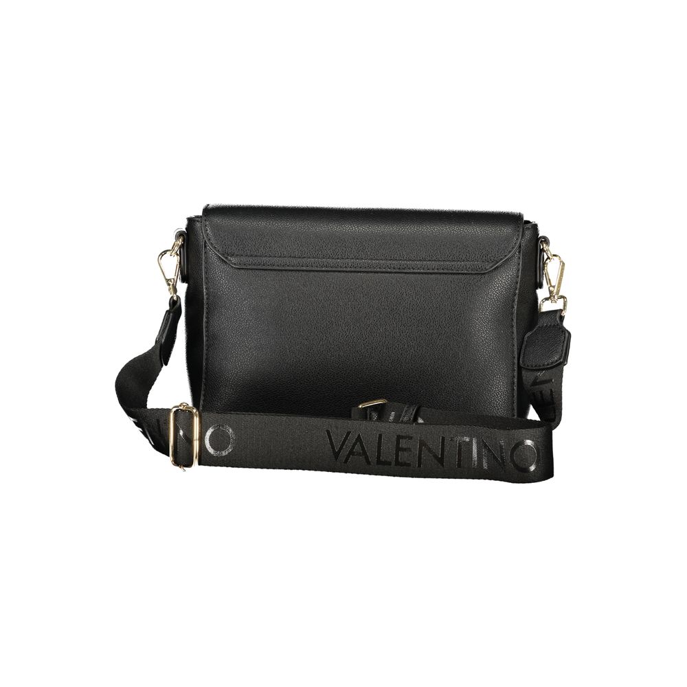 Mario Valentino black polyurethane women's bag with sleek design and gold-tone hardware, showcasing a stylish accessory for any outfit.