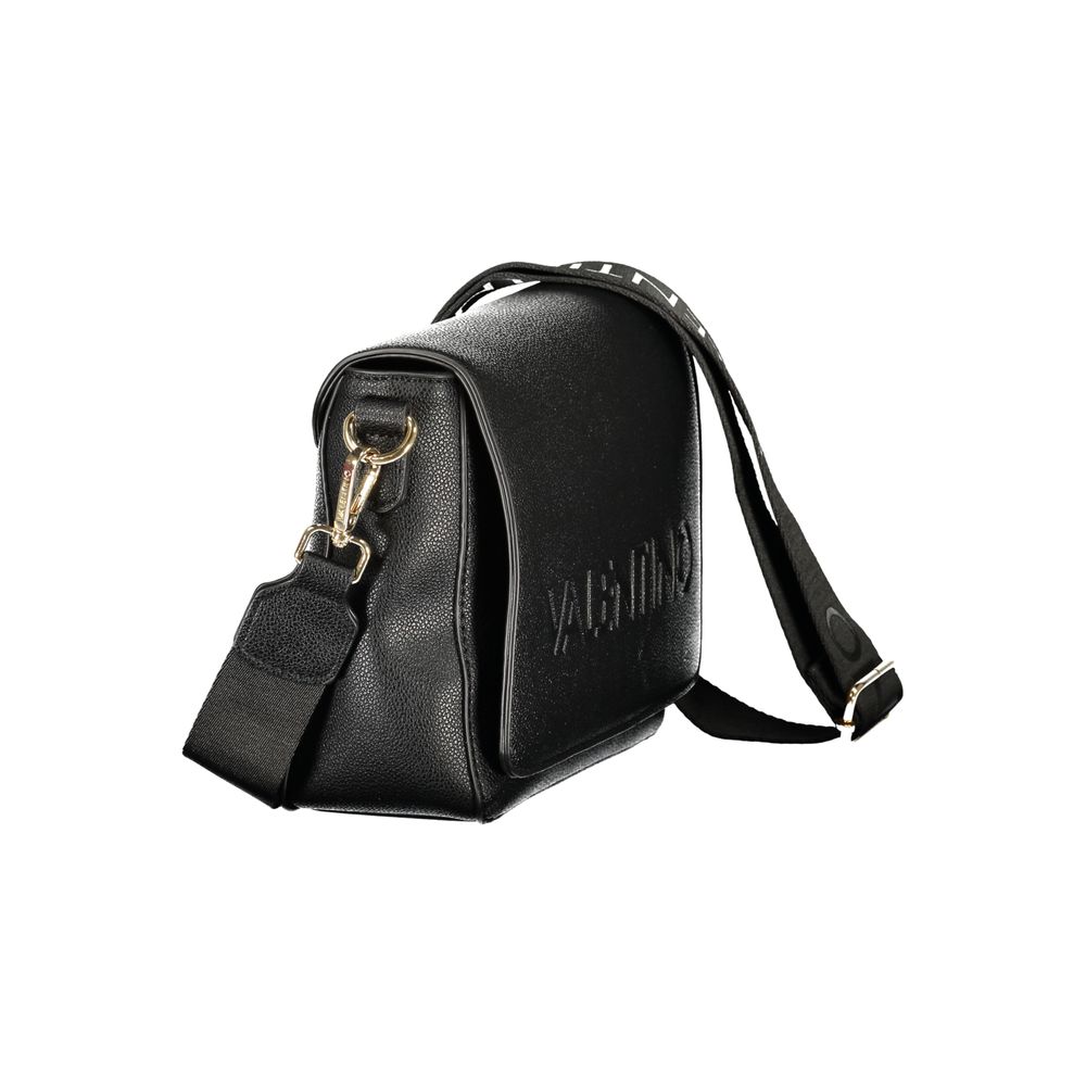 Black Mario Valentino women's bag made of polyurethane, with sleek design and stylish handles, suitable for casual or formal wear.