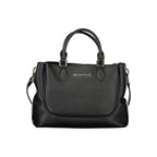 Mario Valentino Nero polyurethane women's bag with sleek design and subtle branding, featuring a top handle and spacious interior.