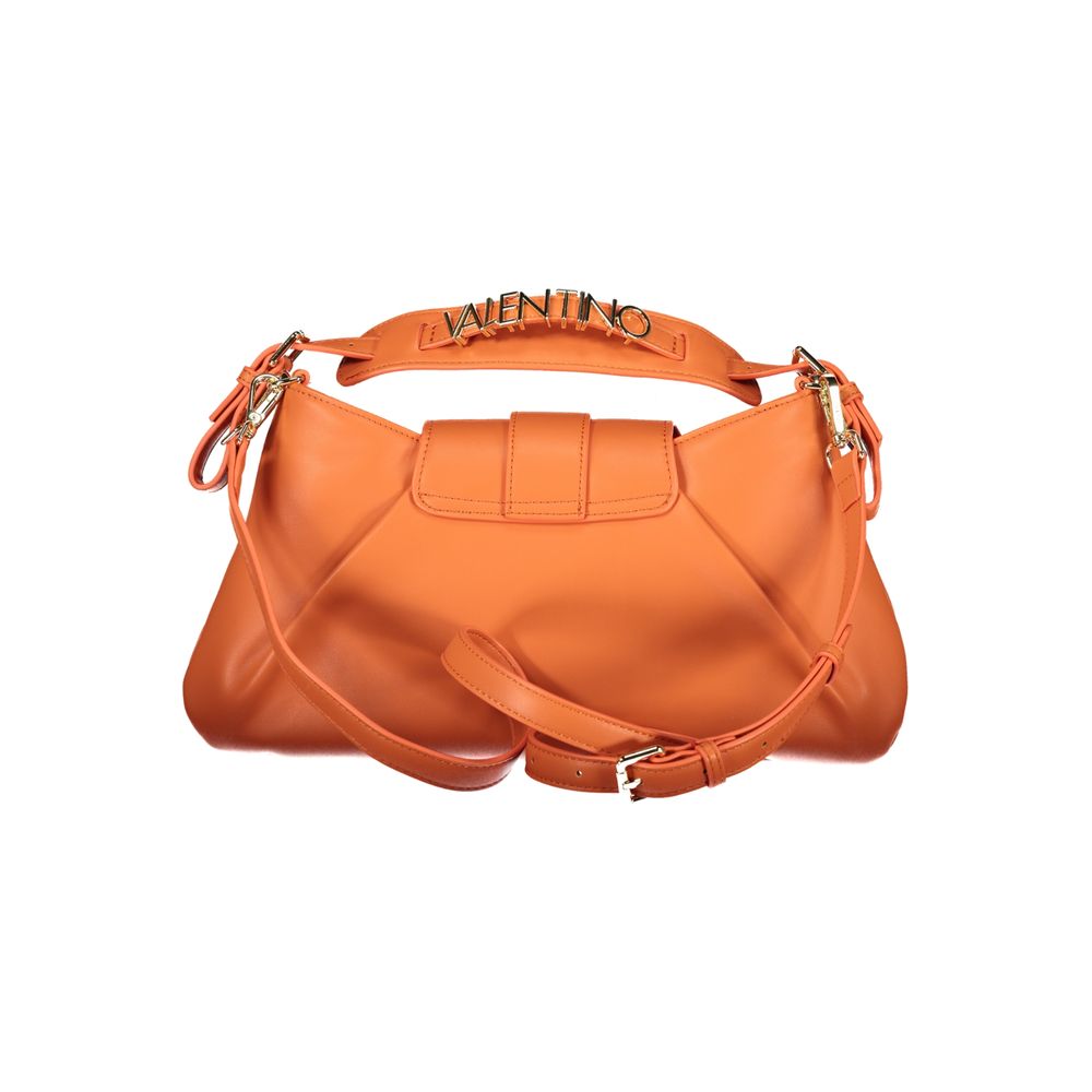 Mario Valentino orange polyurethane women's bag with sleek design and top handle, featuring a modern and stylish accessory.