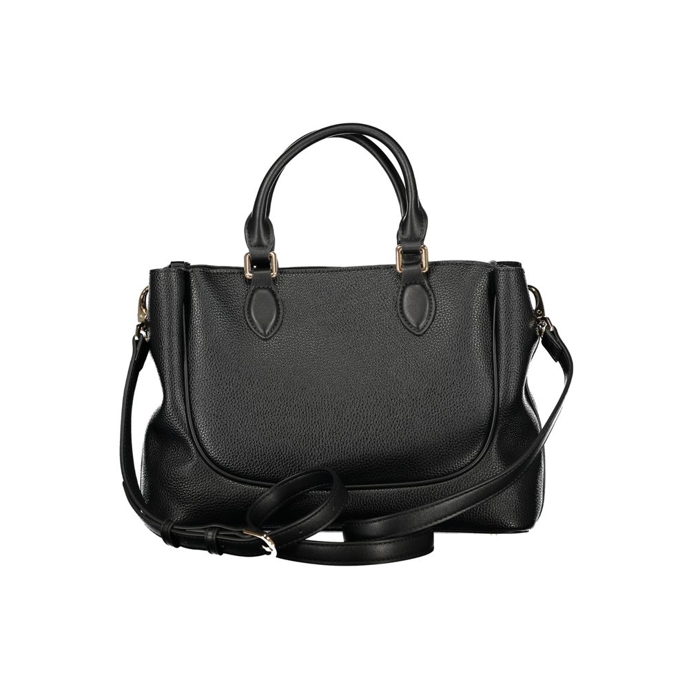 Mario Valentino Nero polyurethane women's bag with sleek design and top handle, featuring a smooth surface and subtle branding.