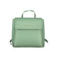Mario Valentino green polyurethane women's backpack with adjustable straps and multiple compartments, stylish and functional.