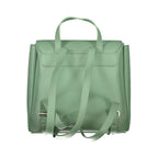 Mario Valentino green polyurethane women's backpack with adjustable straps and spacious main compartment.