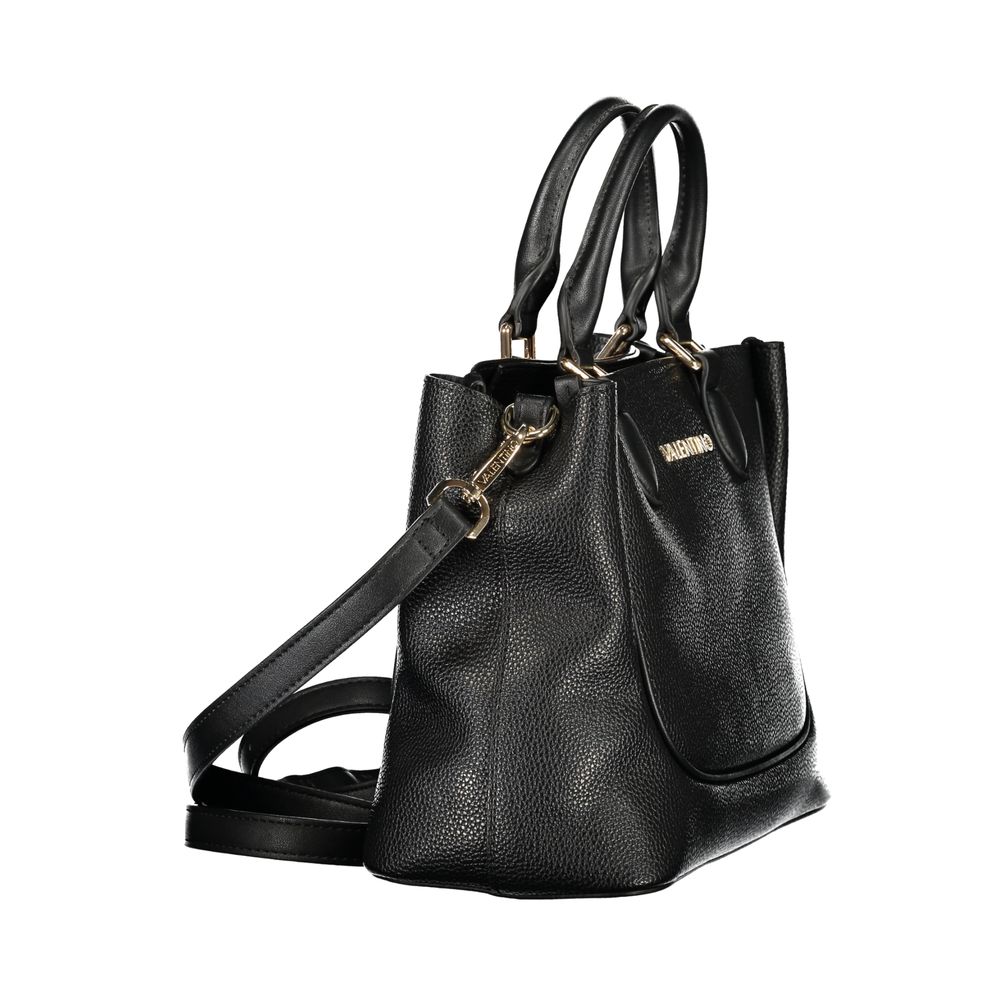 Mario Valentino Nero polyurethane women's bag with sleek design and top handle, featuring a minimalist style and subtle branding.