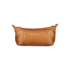 Mario Valentino brown polyurethane women's bag with sleek design and top handle, featuring subtle branding and spacious interior.