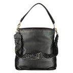 Mario Valentino Nero polyurethane women’s bag with sleek design and top handles, featuring a contemporary style and subtle detailing.