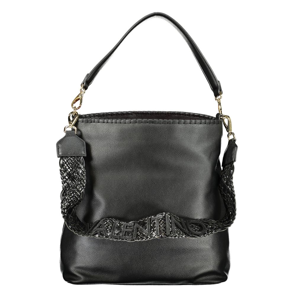 Mario Valentino Nero polyurethane women’s bag with sleek design and top handles, featuring a contemporary style and subtle detailing.