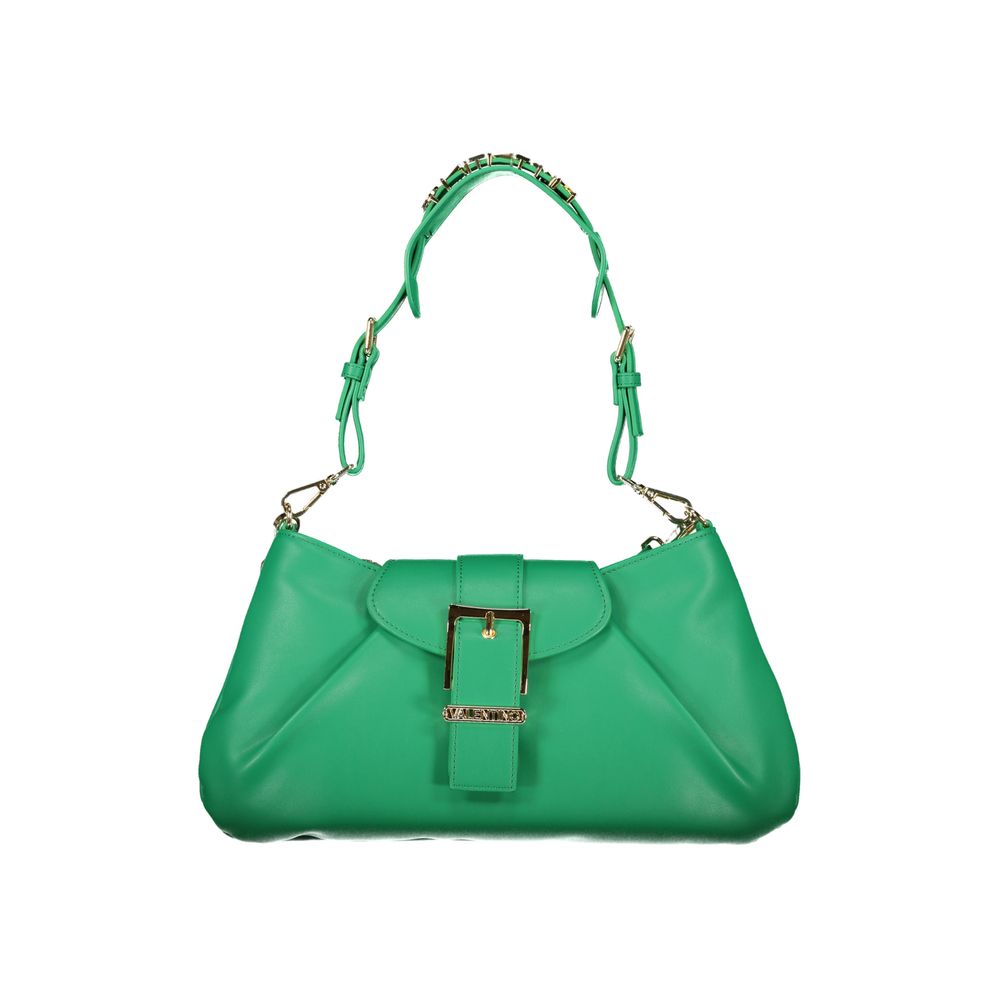 Mario Valentino Verde polyurethane women's bag with adjustable shoulder strap, featuring a sleek modern design and spacious interior.
