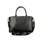 Mario Valentino Nero polyurethane women's bag with sleek design and top handle, featuring gold-tone hardware.