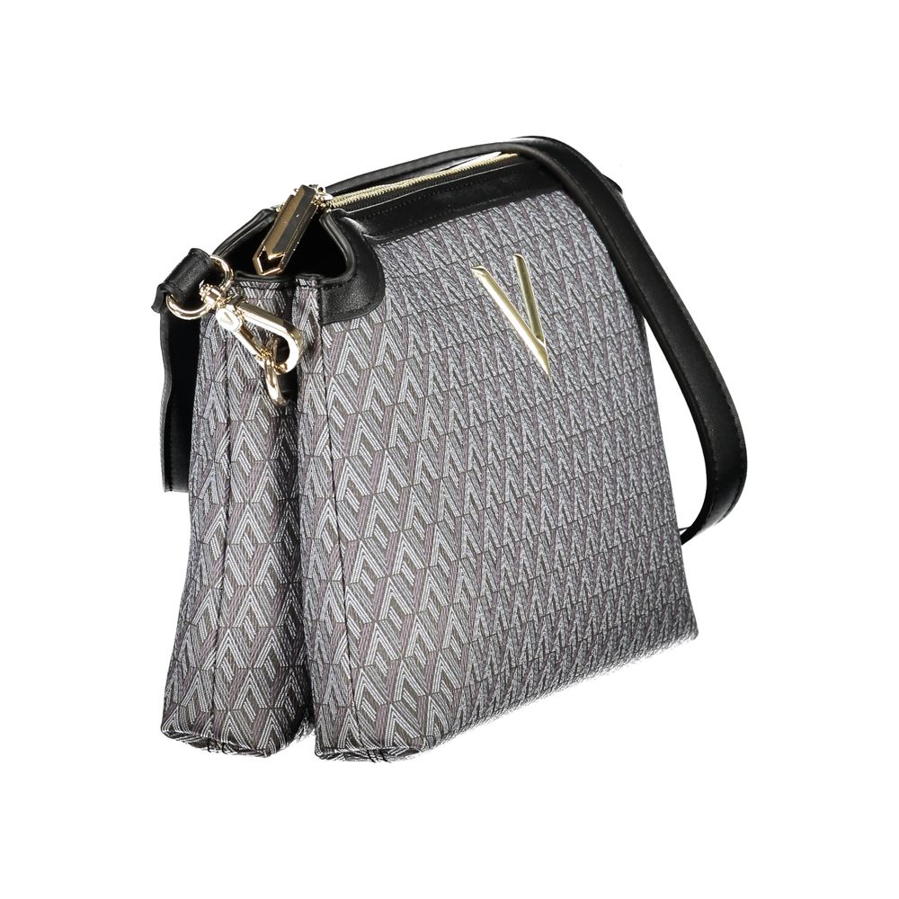Mario Valentino Nero polyurethane women's bag with sleek design and silver hardware, featuring a top handle and adjustable shoulder strap.