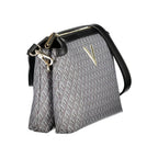 Mario Valentino Nero polyurethane women's bag with sleek design and silver hardware, featuring a top handle and adjustable shoulder strap.