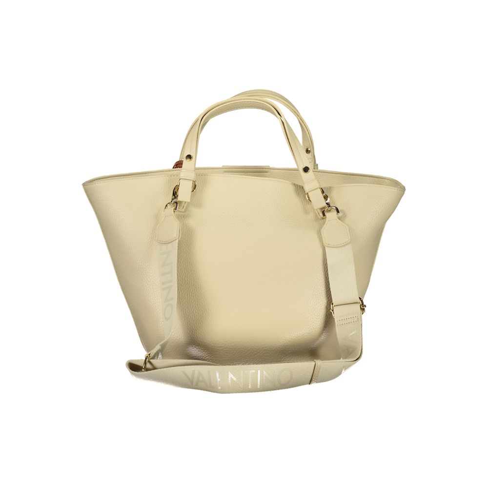 Beige Mario Valentino polyurethane women's bag with sleek design and subtle branding, featuring a stylish handle and zip closure.