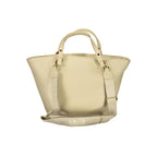 Beige Mario Valentino polyurethane women's bag with sleek design and subtle branding, featuring a stylish handle and zip closure.