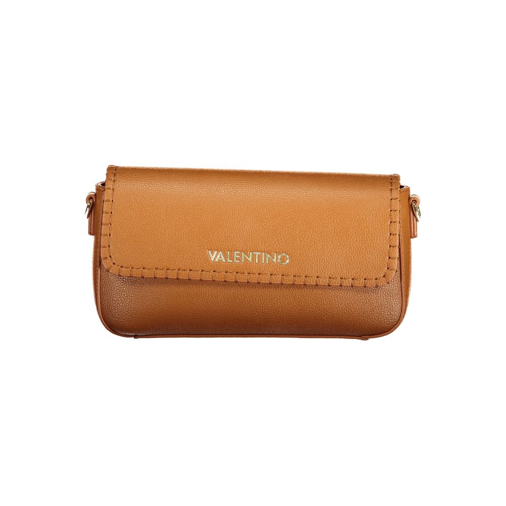 Mario Valentino brown polyurethane women's bag with top handles and silver hardware, stylish and spacious for everyday use.