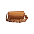 Mario Valentino women's brown polyurethane bag with sleek design and top handle, featuring subtle stitching and gold-tone accents.