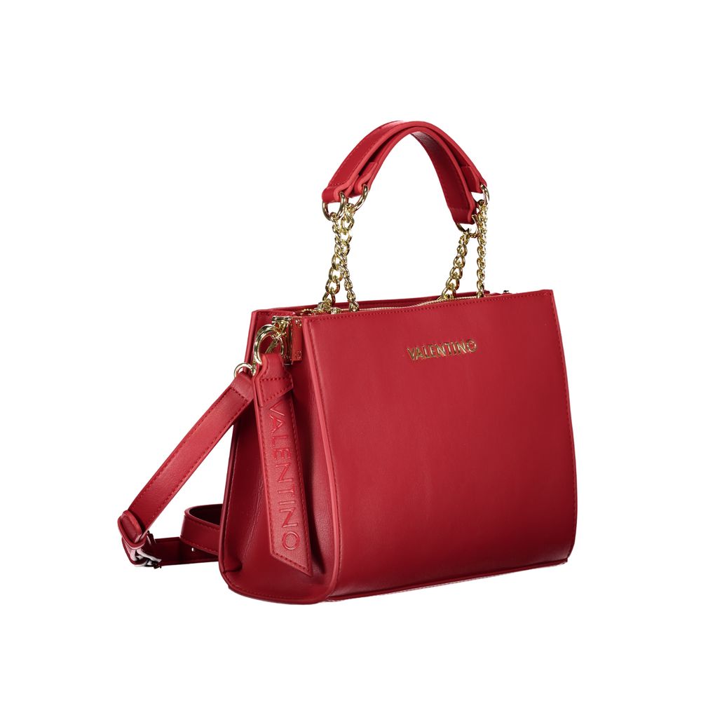 Mario Valentino Rosso polyurethane women's bag with sleek design and gold-tone hardware, featuring a top handle and spacious interior.