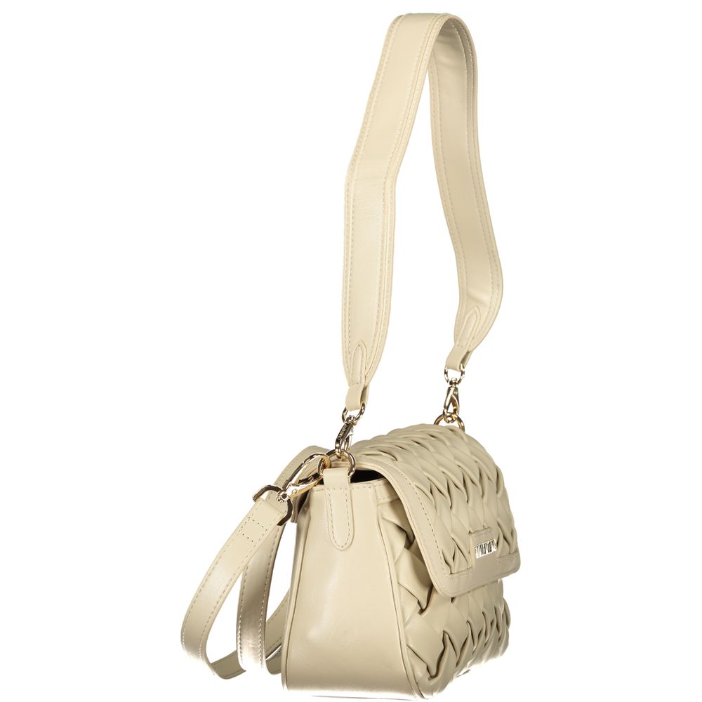Mario Valentino beige polyurethane women's bag with sleek design and top handles, perfect for casual or chic outfits.