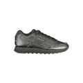Reebok men's black polyurethane sneaker with sleek design and textured sole, suitable for athletic and casual wear.