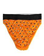 Dolce & Gabbana Orange Crystal High Waist Brief Panty Underwear