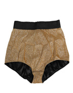 Dolce & Gabbana Gold Silk Blend High Waist Girdle Panty Underwear