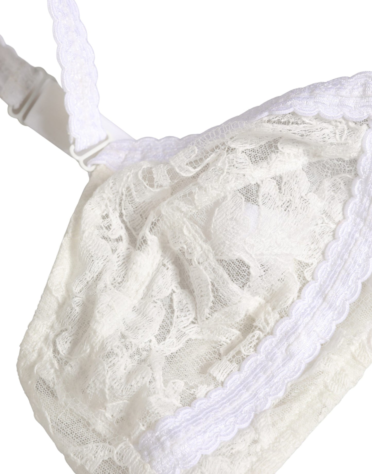 Dolce & Gabbana White Cotton Lace Wireless Soft Cup Bra Underwear Dolce & Gabbana