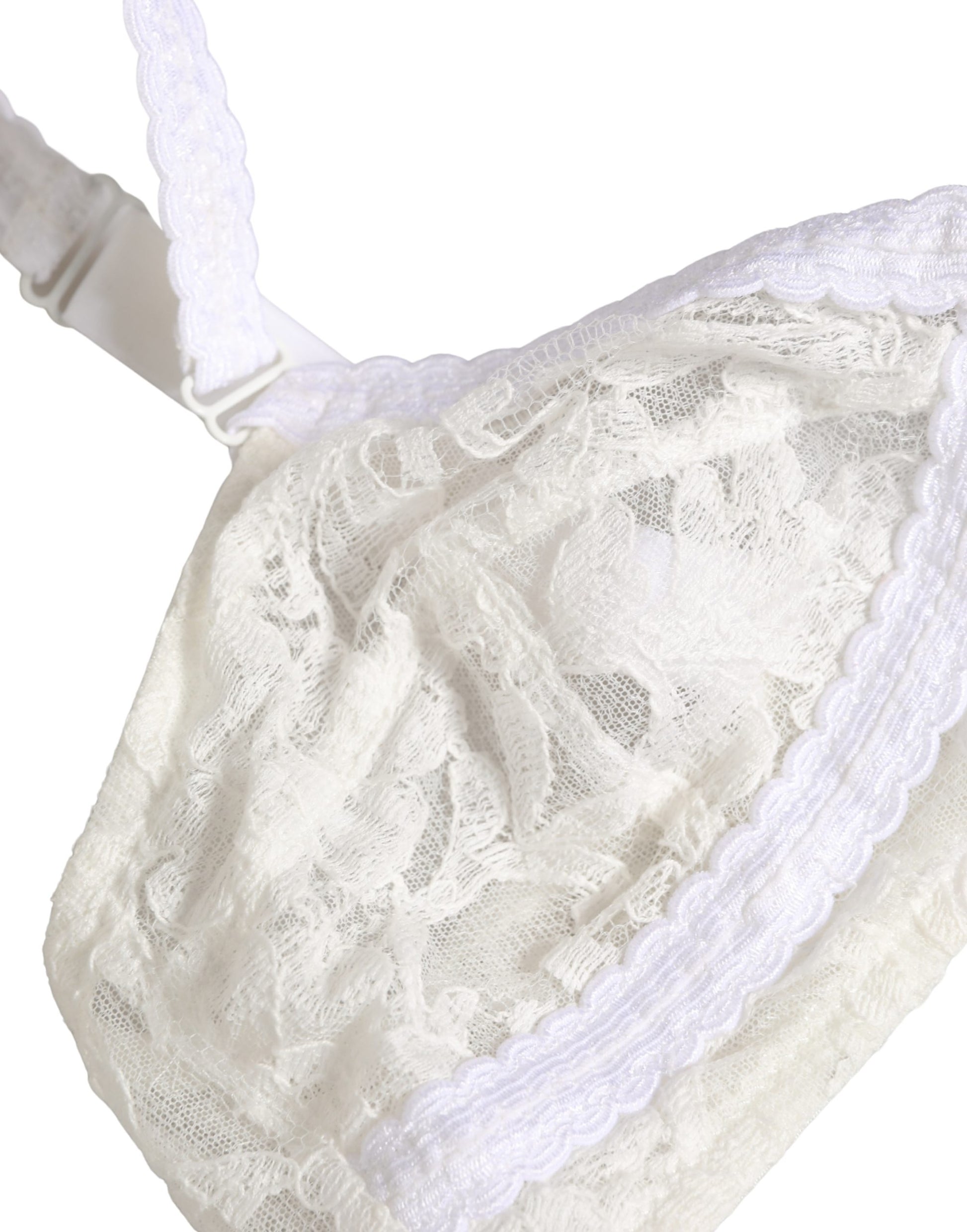 Dolce & Gabbana White Cotton Lace Wireless Soft Cup Bra Underwear Dolce & Gabbana