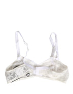 Dolce & Gabbana White Cotton Lace Wireless Soft Cup Bra Underwear