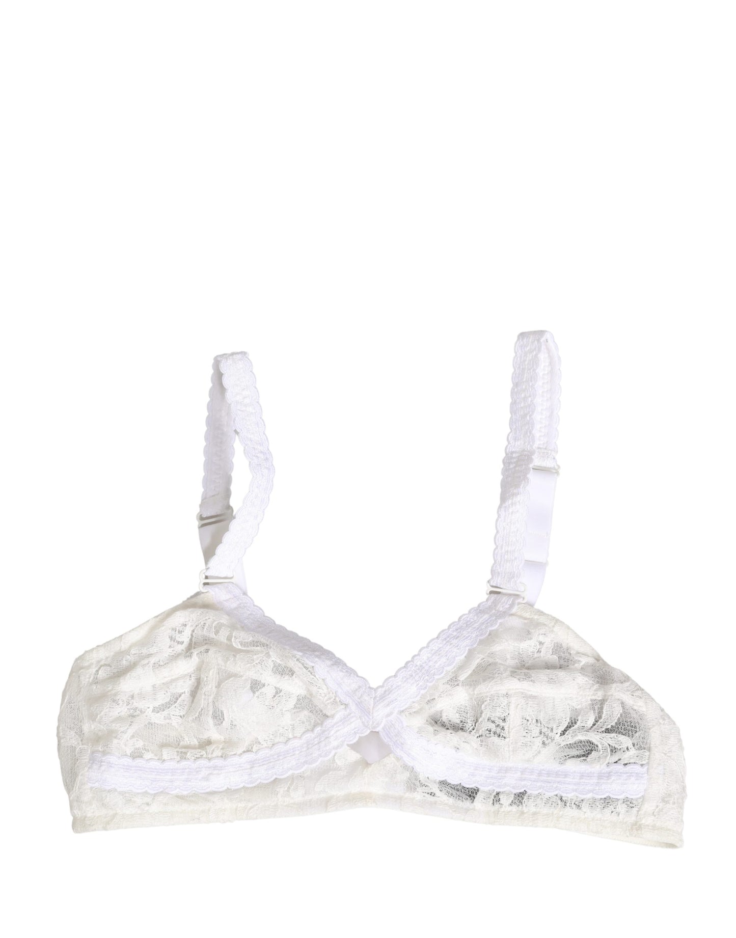 Dolce & Gabbana White Cotton Lace Wireless Soft Cup Bra Underwear Dolce & Gabbana