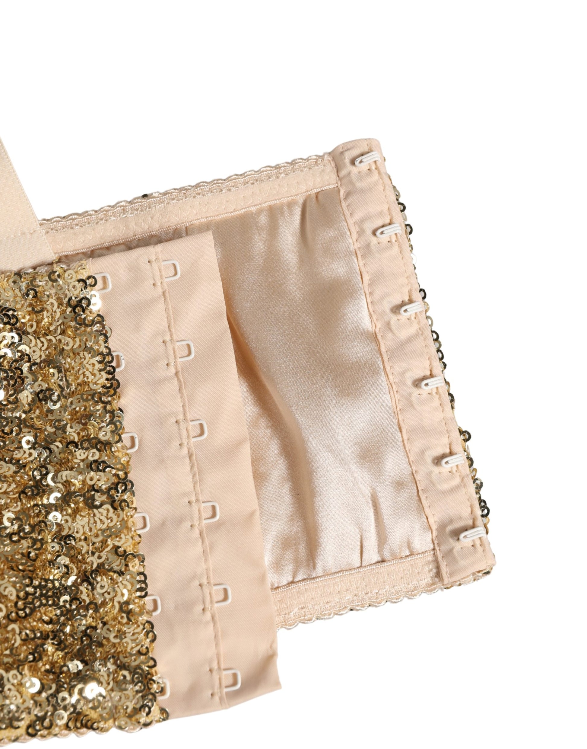 Dolce & Gabbana Gold Sequined Semi-Pad Underwire Bra Underwear Dolce & Gabbana