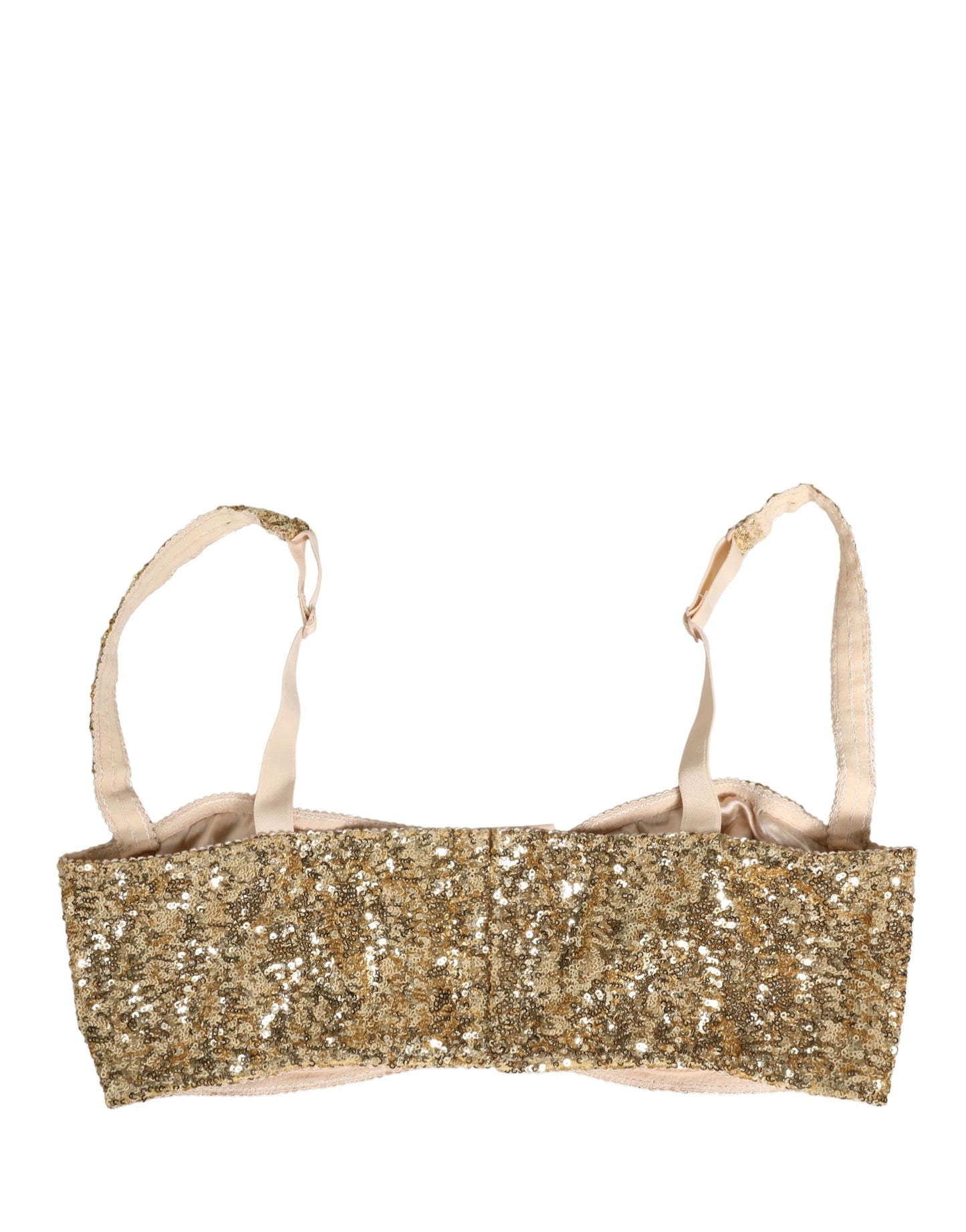 Dolce & Gabbana Gold Sequined Semi-Pad Underwire Bra Underwear Dolce & Gabbana
