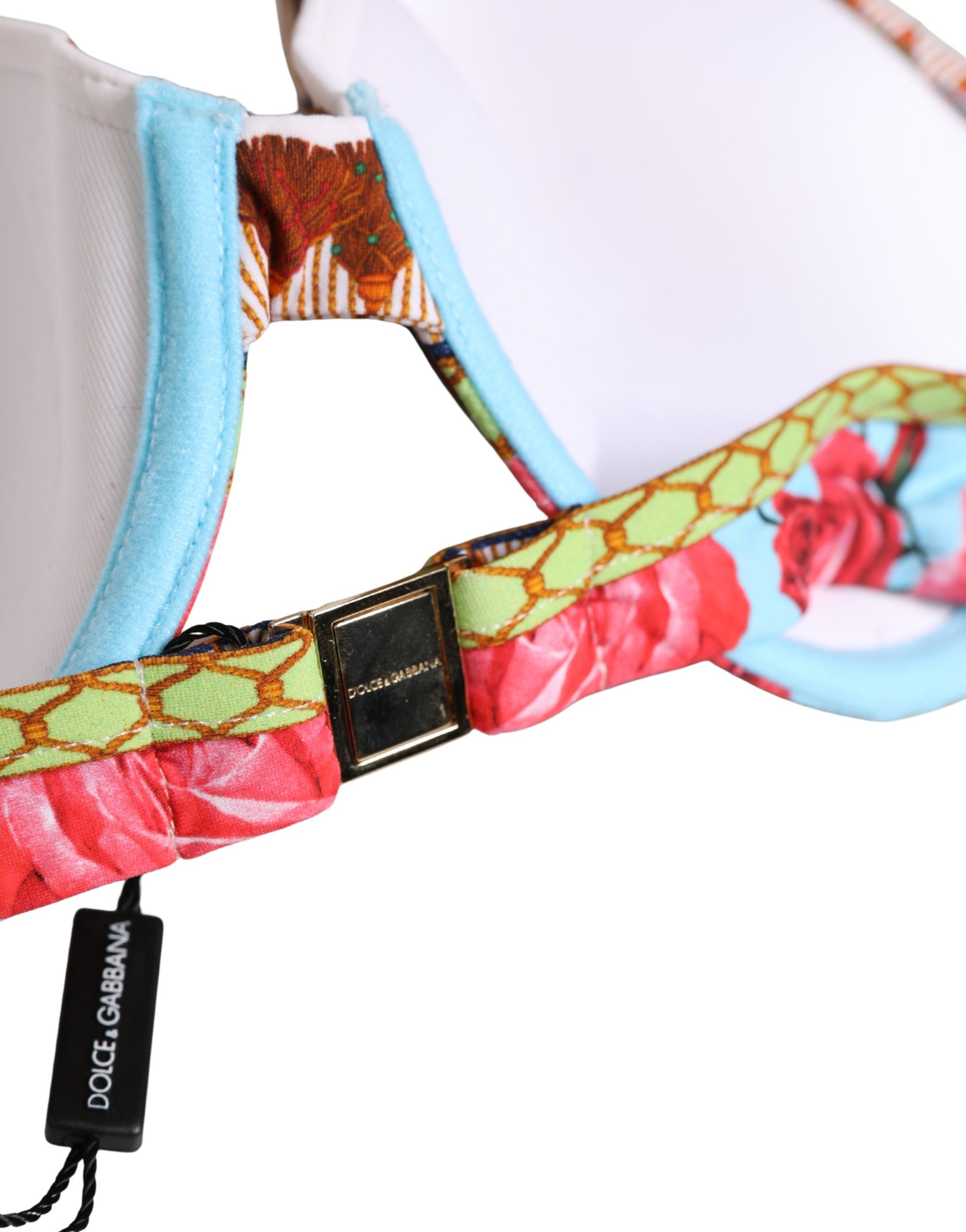 Dolce & Gabbana Multicolor Floral Print Halter Bikini Top Swimwear Dolce & Gabbana