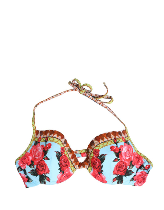 Dolce & Gabbana Multicolor Floral Print Halter Bikini Top Swimwear Dolce & Gabbana
