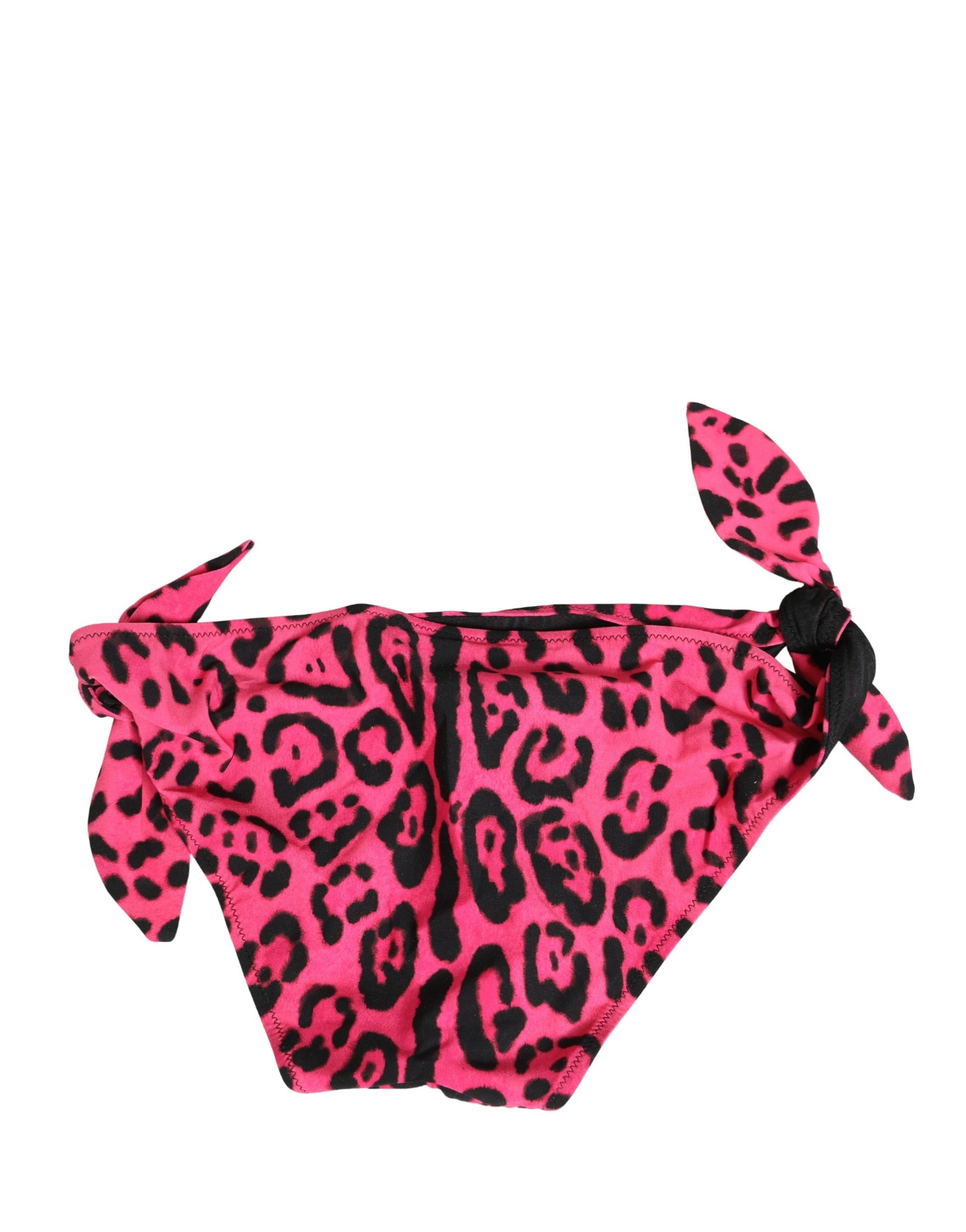 Dolce & Gabbana Pink Leopard Print Bikini Bottom Beachwear Swimwear Dolce & Gabbana
