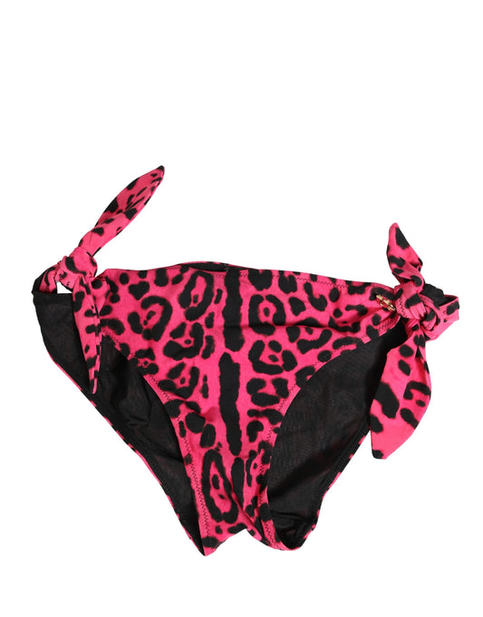 Dolce & Gabbana Pink Leopard Print Bikini Bottom Beachwear Swimwear Dolce & Gabbana
