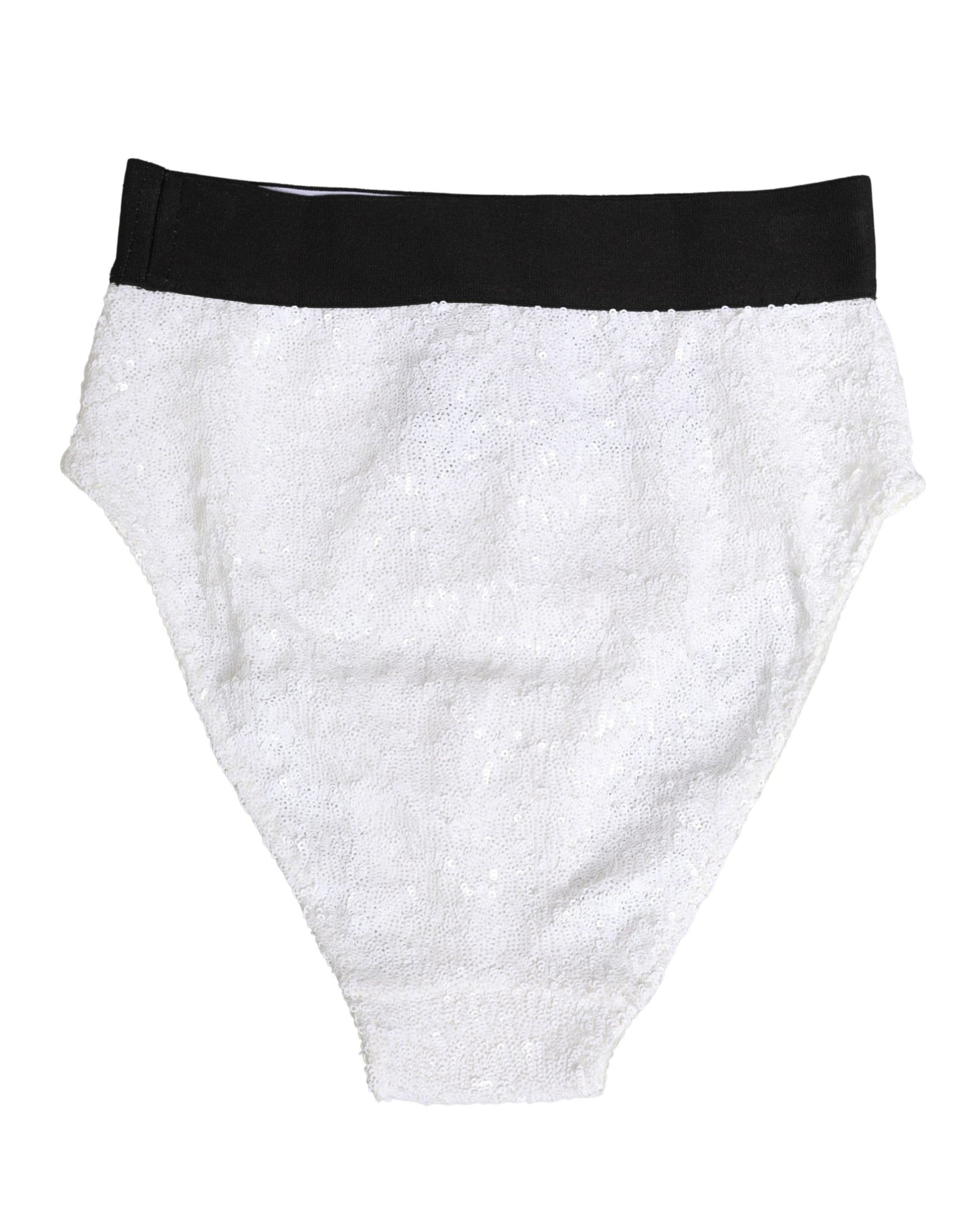 Dolce & Gabbana White Black Sequin High Waist Panty Underwear Dolce & Gabbana
