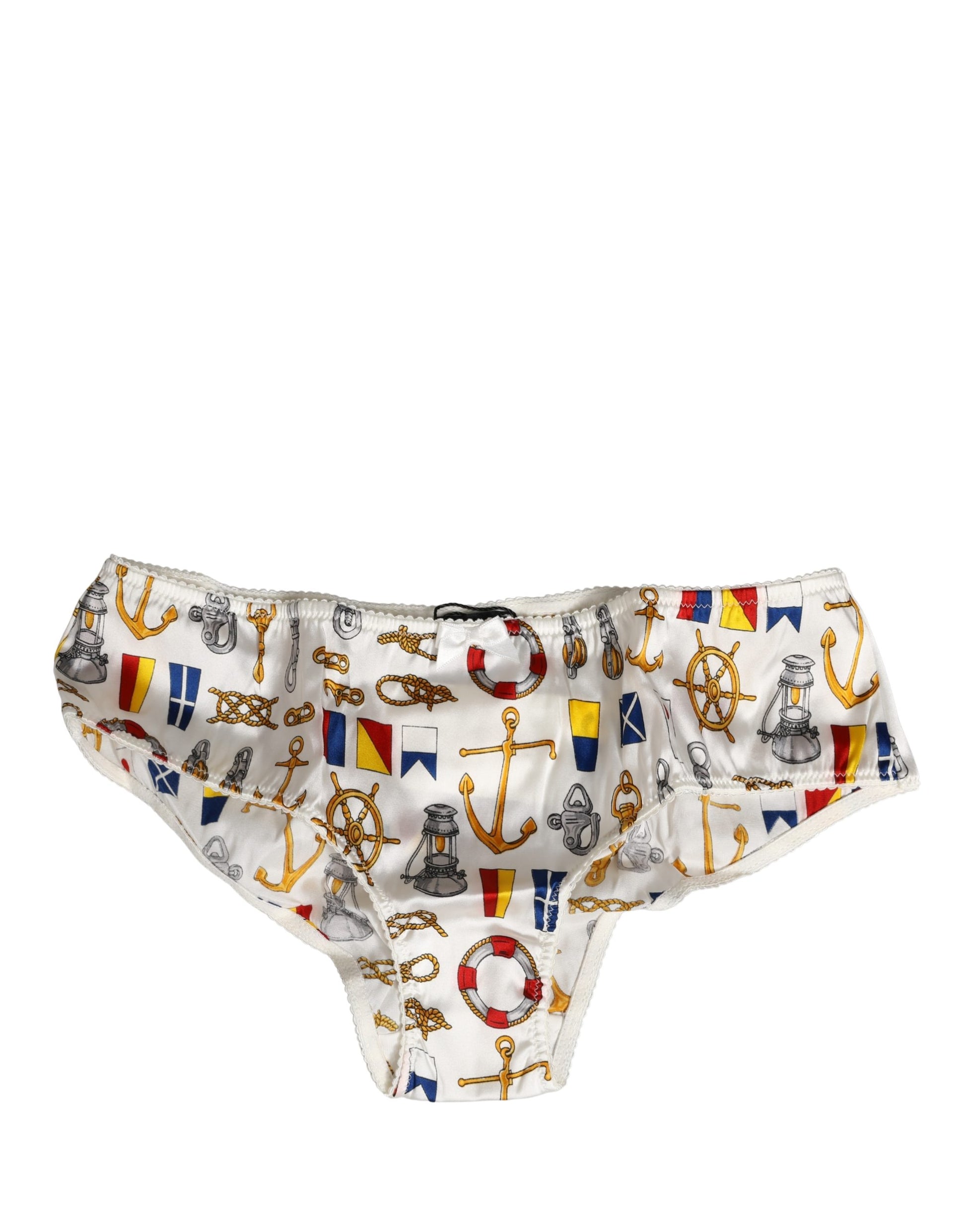 Dolce & Gabbana White Sailor Print Polyester Bottoms Underwear Dolce & Gabbana
