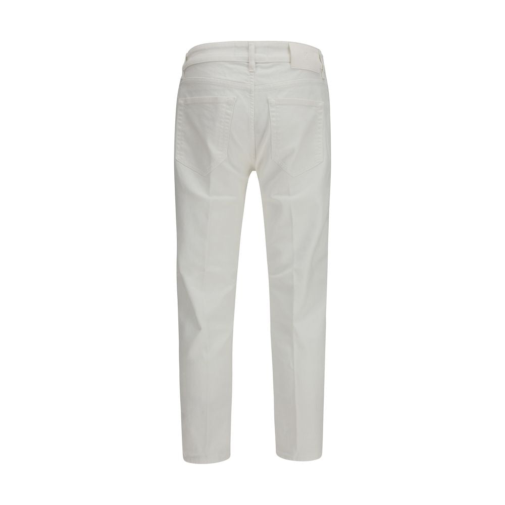 PT Torino White Cotton Tapered Jeans PT Torino